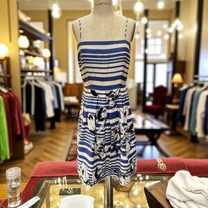 Jessica Howard Blue-White Stripe & Floral Sundress – Size 12